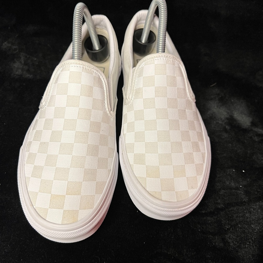 Vans Classic Slip On Unisex M7/W8.5 Sneakers White Checkerboard Skateboard Shoes - Picture 2 of 8
